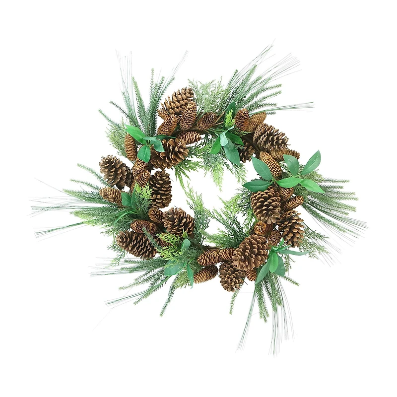 Green Foilage with Mixed Pinecones Artificial Christmas Wreath - 24-Inch Unlit