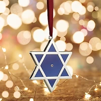 3'' Silver and Blue Shiny Star of David European Crystal Hanukkah Ornament