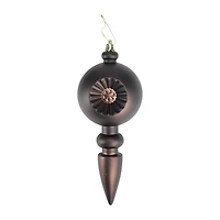 4ct Matte Brown Retro Reflector Shatterproof Christmas Finial Ornaments 7.5"