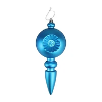 4ct Turquoise Blue Shatterproof Matte Retro Reflector Christmas Finial Ornaments 7.5"