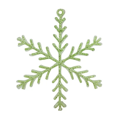 8.75'' Green and Clear Glittered Snowflake Christmas Ornament