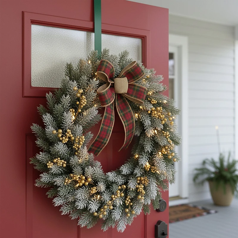 14'' Green Over the Door Christmas Wreath Hanger