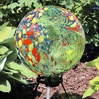Net Health Shops Green Artistic Gazing Ball - 10 Inch Glass Yard Art