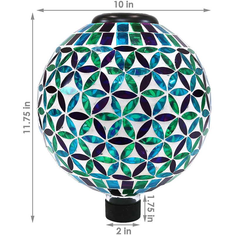 Net Health Shops Cool Blooms Mosaic Gazing Globe - 10 Inch Glass Yard Art