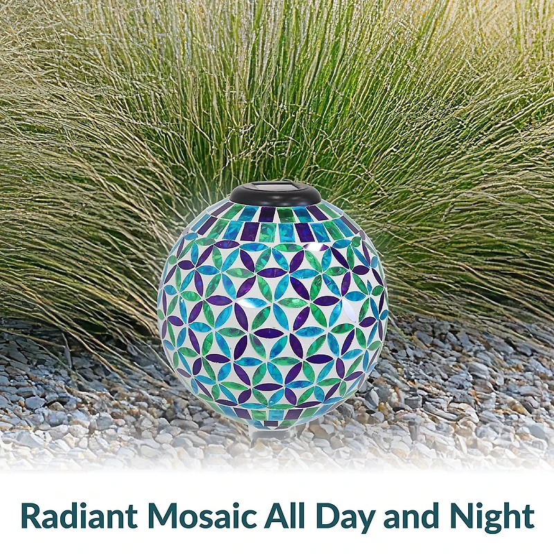 Net Health Shops Cool Blooms Mosaic Gazing Globe - 10 Inch Glass Yard Art