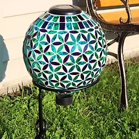 Net Health Shops Cool Blooms Mosaic Gazing Globe - 10 Inch Glass Yard Art