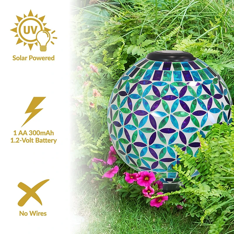 Net Health Shops Cool Blooms Mosaic Gazing Globe - 10 Inch Glass Yard Art