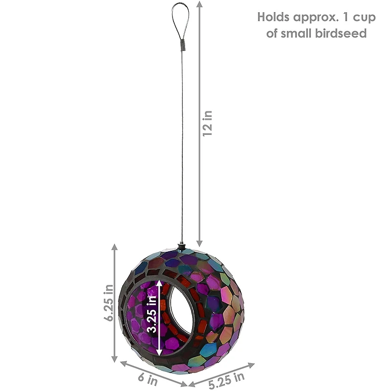 Net Health Shops Round Mosaic Glass Bird Feeder