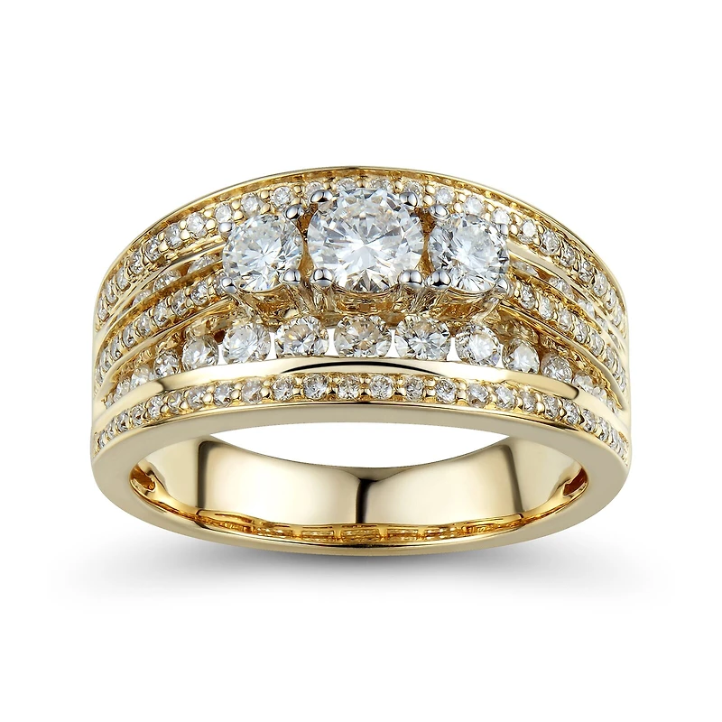 1½ CT. T.W. Diamond 3-Stone 14K Yellow Gold Ring