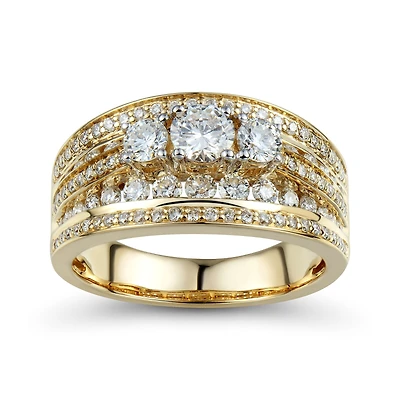 1½ CT. T.W. Diamond 3-Stone 14K Yellow Gold Ring