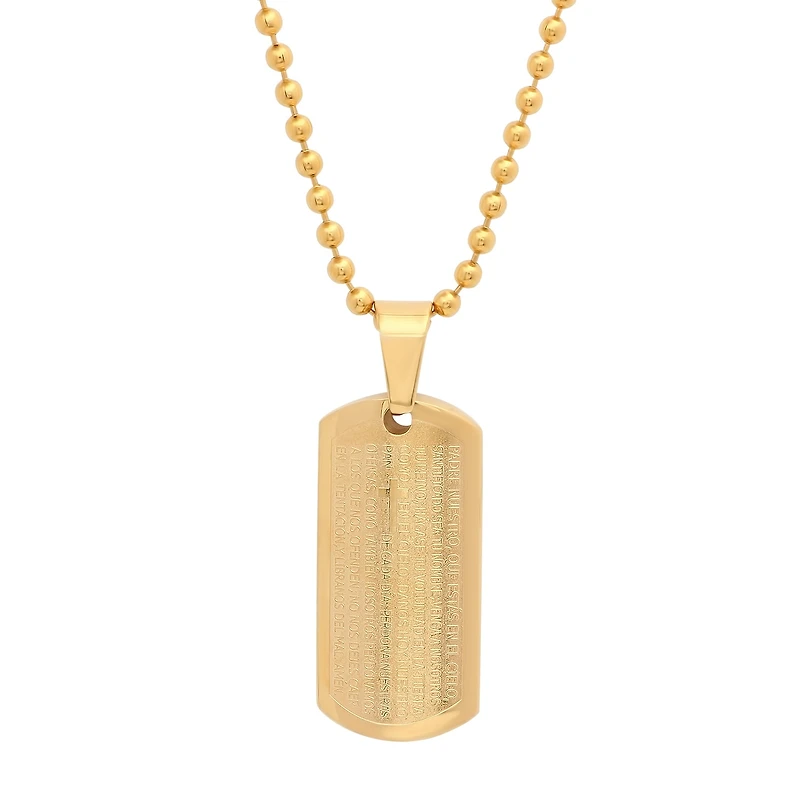 Mens 18K Gold over Stainless Steel Pendant Necklace
