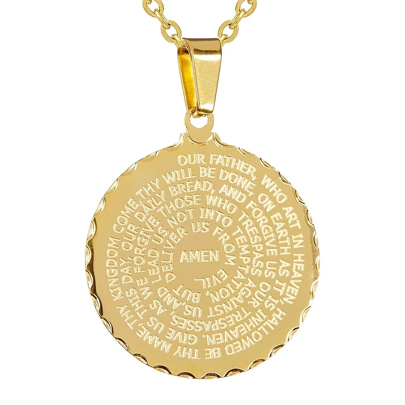 Mens 18K Gold over Stainless Steel Pendant Necklace