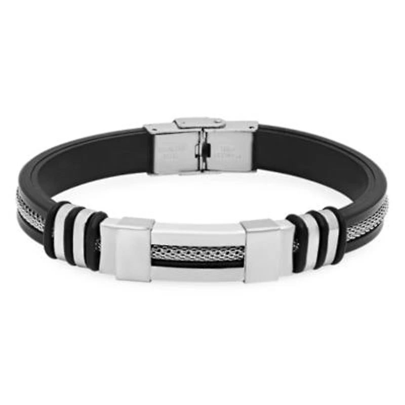 Steeltime Mens Stainless Steel Semisolid Hypoallergenic Link Bracelet