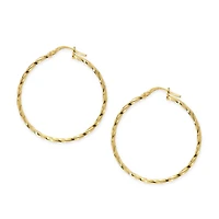 Made in Italy Womens 24K Gold Over Silver Sterling Silver 35mm Hoop Earrings