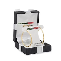 Made in Italy Womens 24K Gold Over Silver Sterling Silver 35mm Hoop Earrings