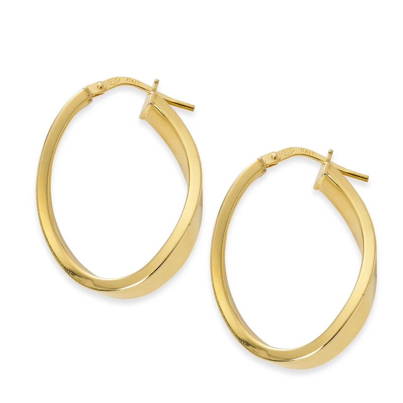 Made in Italy Womens 24K Gold Over Silver Sterling Silver 28mm Hoop Earrings