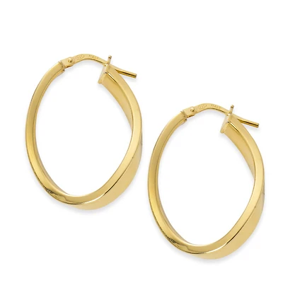 Made in Italy Womens 24K Gold Over Silver Sterling Silver 28mm Hoop Earrings