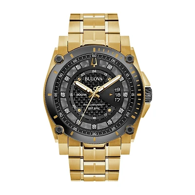 Bulova Precisionist Mens Gold Tone Stainless Steel Bracelet Watch 98d156