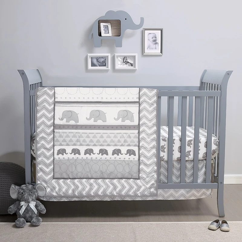 The Peanutshell Elephant Walk 3-pc. Crib Bedding Set