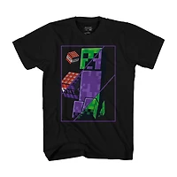 Little & Big Kid Boys Crew Neck Short Sleeve Regular Fit Minecraft Graphic T-Shirt