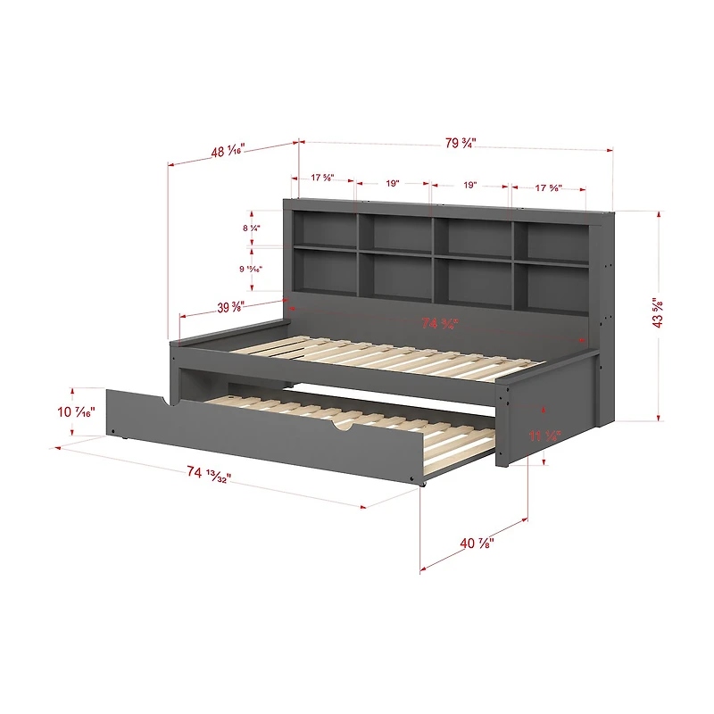Bookcase Twin Daybed with Trundle