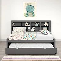 Bookcase Twin Daybed with Trundle