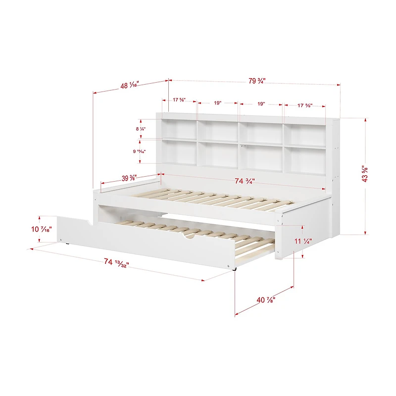 Bookcase Twin Daybed with Twin Trundle