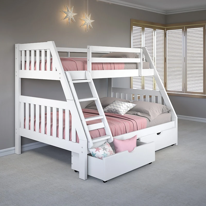 Austin Mission Twin over Full Bunk Bed with Dual Underbed Drawers