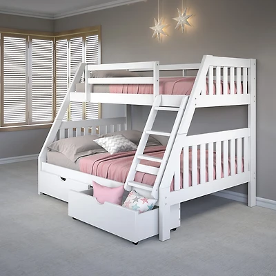 Austin Mission Twin over Full Bunk Bed with Dual Underbed Drawers