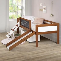 Art & Play Twin Junior Low Loft Bed with Toy Boxes