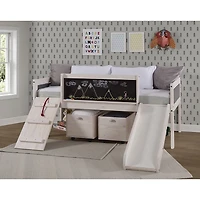 Art & Play Twin Junior Low Loft Bed with Toy Boxes