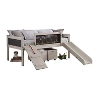 Art & Play Twin Junior Low Loft Bed with Toy Boxes