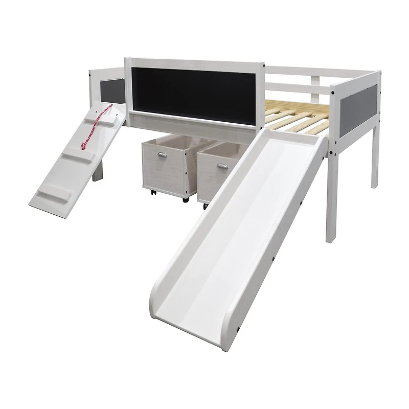 Art & Play Twin Junior Low Loft Bed with Toy Boxes