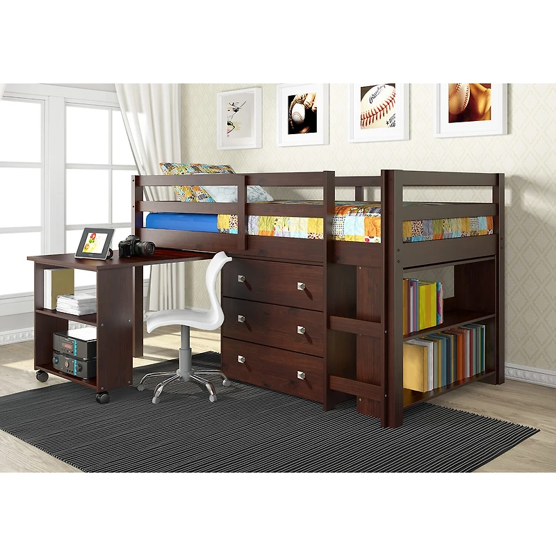 Pull Out Study Twin Low Loft Bed