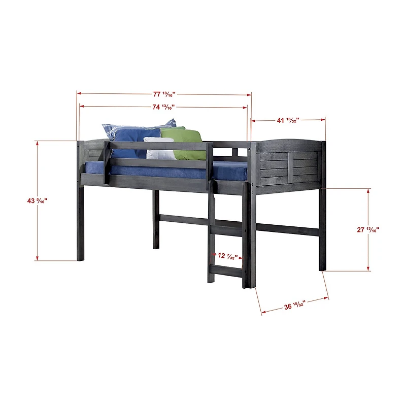 Louver Twin Low Loft with Tent