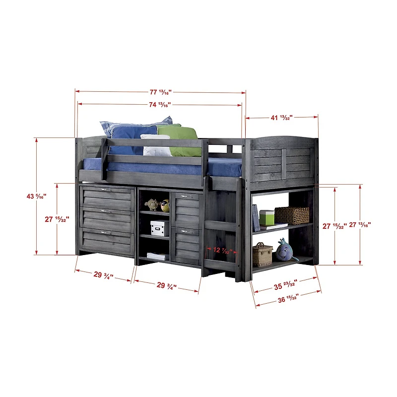 Louver Twin Modular Low Loft Bed