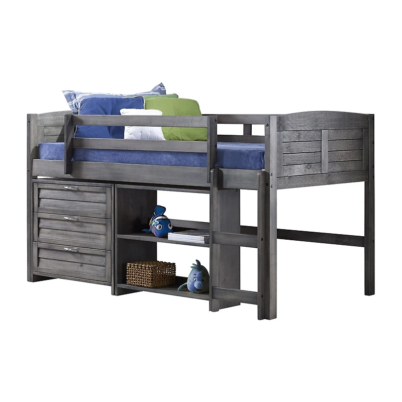 Louver Twin Modular Low Loft Bed - Group C