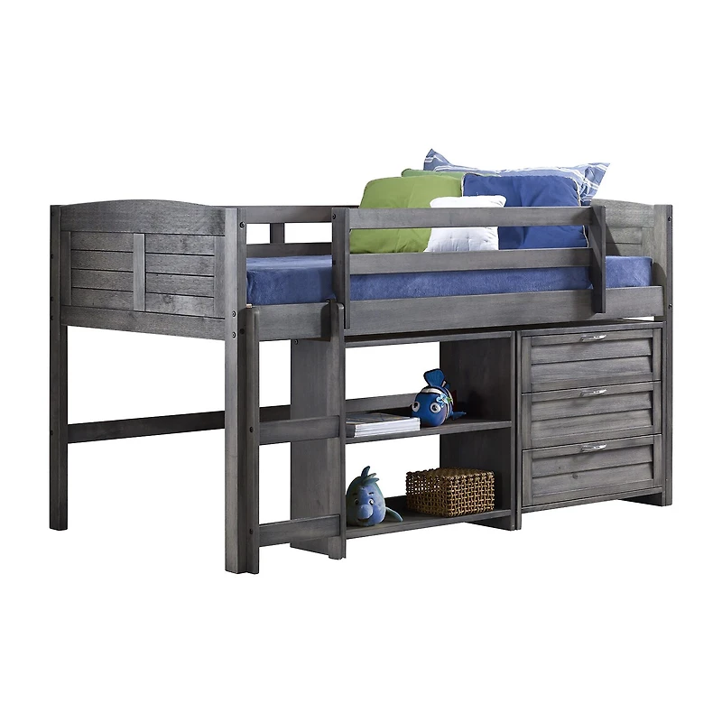 Louver Twin Modular Low Loft Bed - Group C