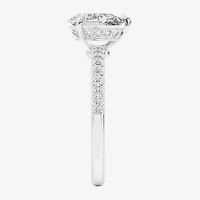 (G-H /  Si1-Si2) Womens 1 CT. T.W. Lab Grown White Diamond 10K Gold Pear Side Stone Engagement Ring