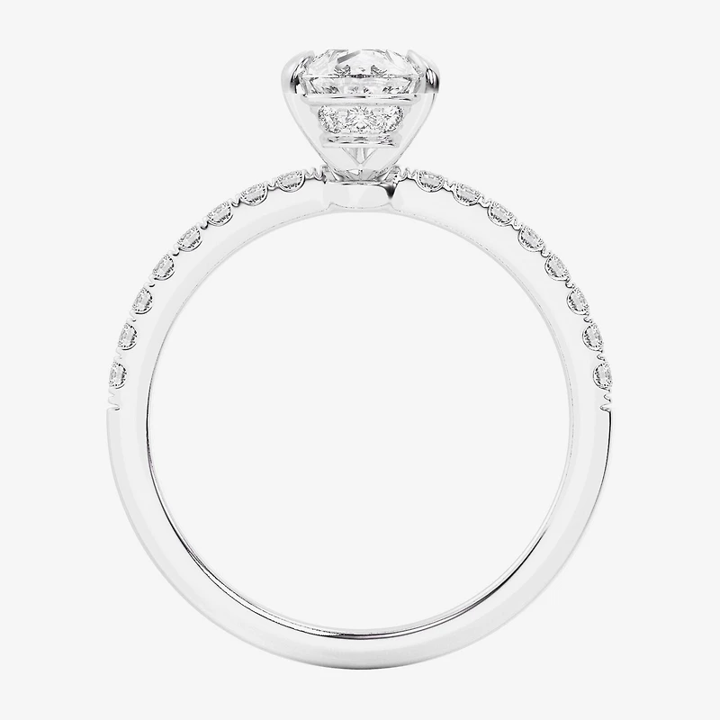 (G-H / Si1-Si2) Womens 1 CT. T.W. Lab Grown White Diamond 10K Gold Pear Side Stone Engagement Ring