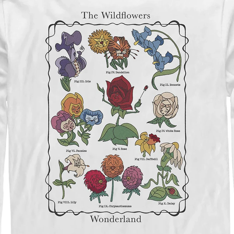 Mens Long Sleeve Alice Wonderland Graphic T-Shirt