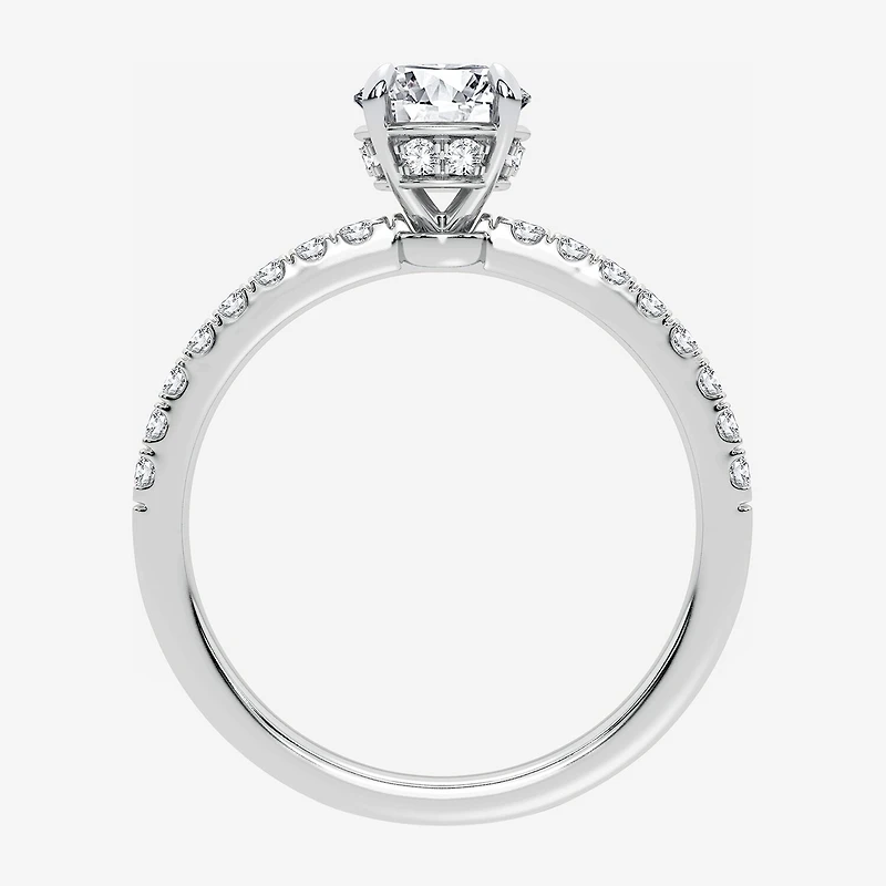 (G-H / Si1-Si2) Womens 1 CT. T.W. Lab Grown White Diamond 10K Gold Round Side Stone Engagement Ring