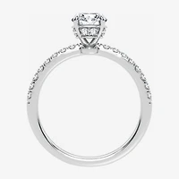 (G-H / Si1-Si2) Womens 1 CT. T.W. Lab Grown White Diamond 10K Gold Round Side Stone Engagement Ring