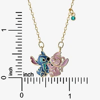 Disney Classics Angel Womens Blue Crystal 18K Gold Over Brass 18 Inch Pendant Necklace
