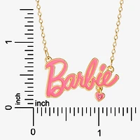 Womens Pink Crystal 18K Gold Over Brass Heart 16 Inch Pendant Necklace