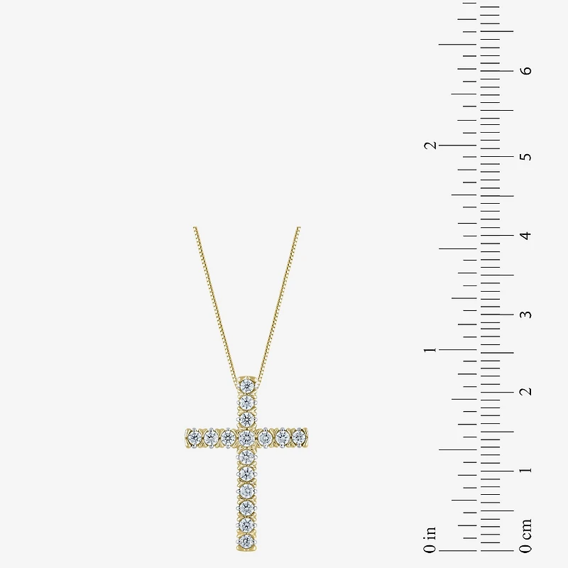 Womens 1/4 CT. T.W. Natural White Diamond 10K White, Yellow, or Rose Gold Cross Pendant Necklace