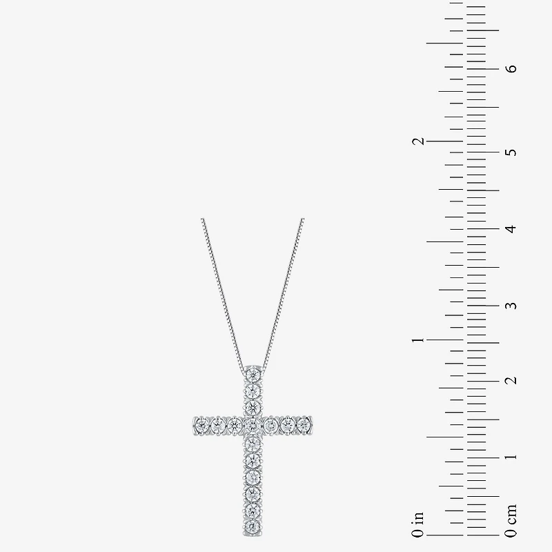 Womens 1/4 CT. T.W. Natural White Diamond 10K White, Yellow, or Rose Gold Cross Pendant Necklace