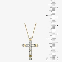 H-I / I1) Womens 1 CT. T.W. Lab Grown White Diamond 10K Gold Cross 18 Inch Pendant Necklace