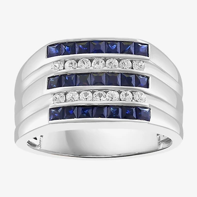 Effy Final Call Limited Quantities! Mens Genuine Blue Sapphire Sterling Silver Square Fashion Ring