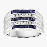 Effy Final Call Limited Quantities! Mens Genuine Blue Sapphire Sterling Silver Square Fashion Ring